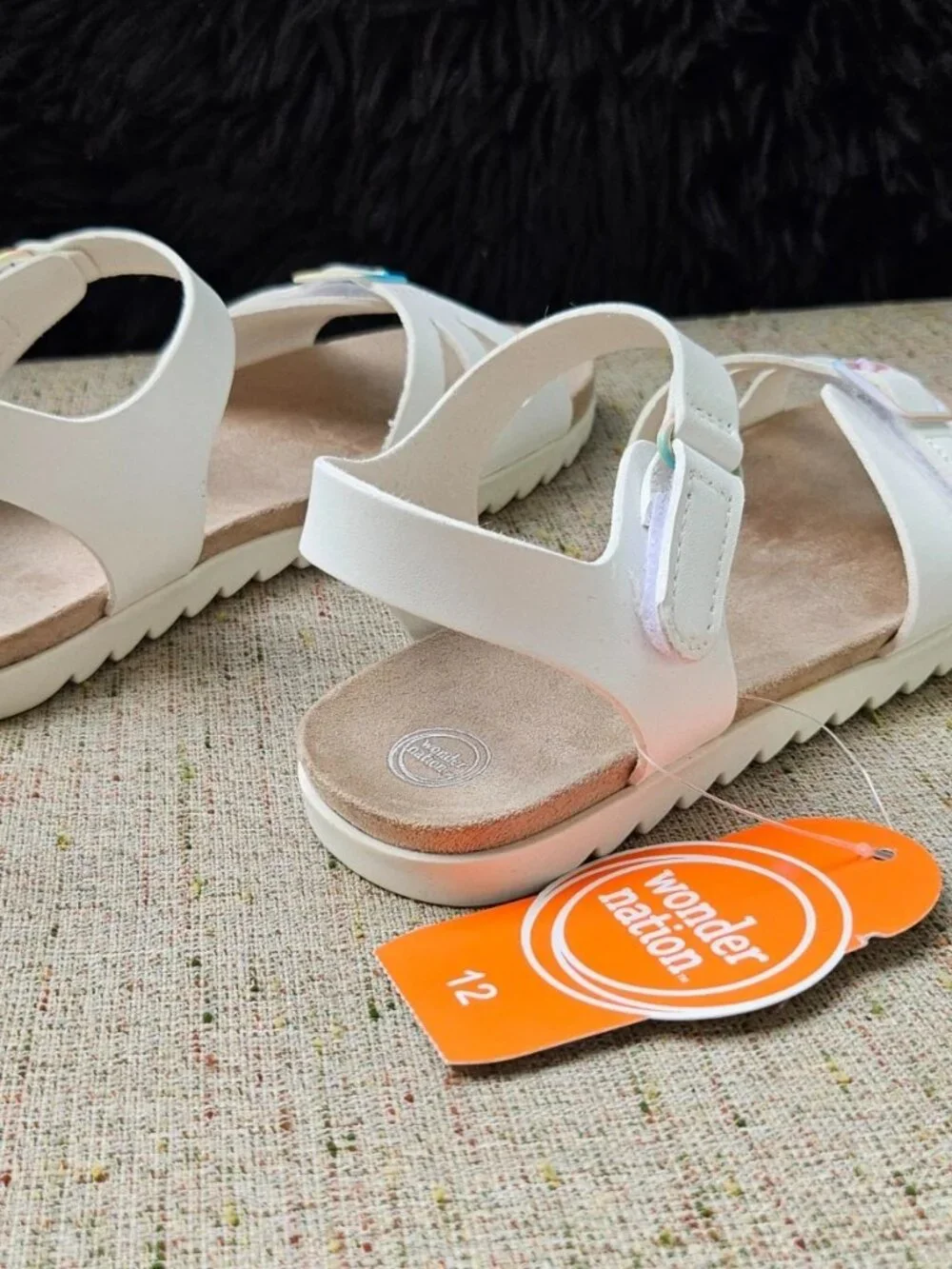 Wonder nation Kid Girl Sandal White Faux Vegan Leather Shoe Size 12USA 30EU NWT